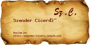 Szender Ciceró névjegykártya